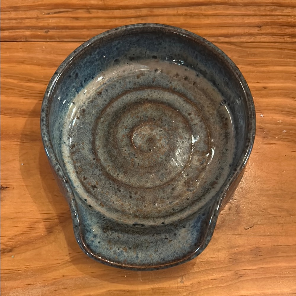 Handcrafted Ceramic Dish - Blue and Brown